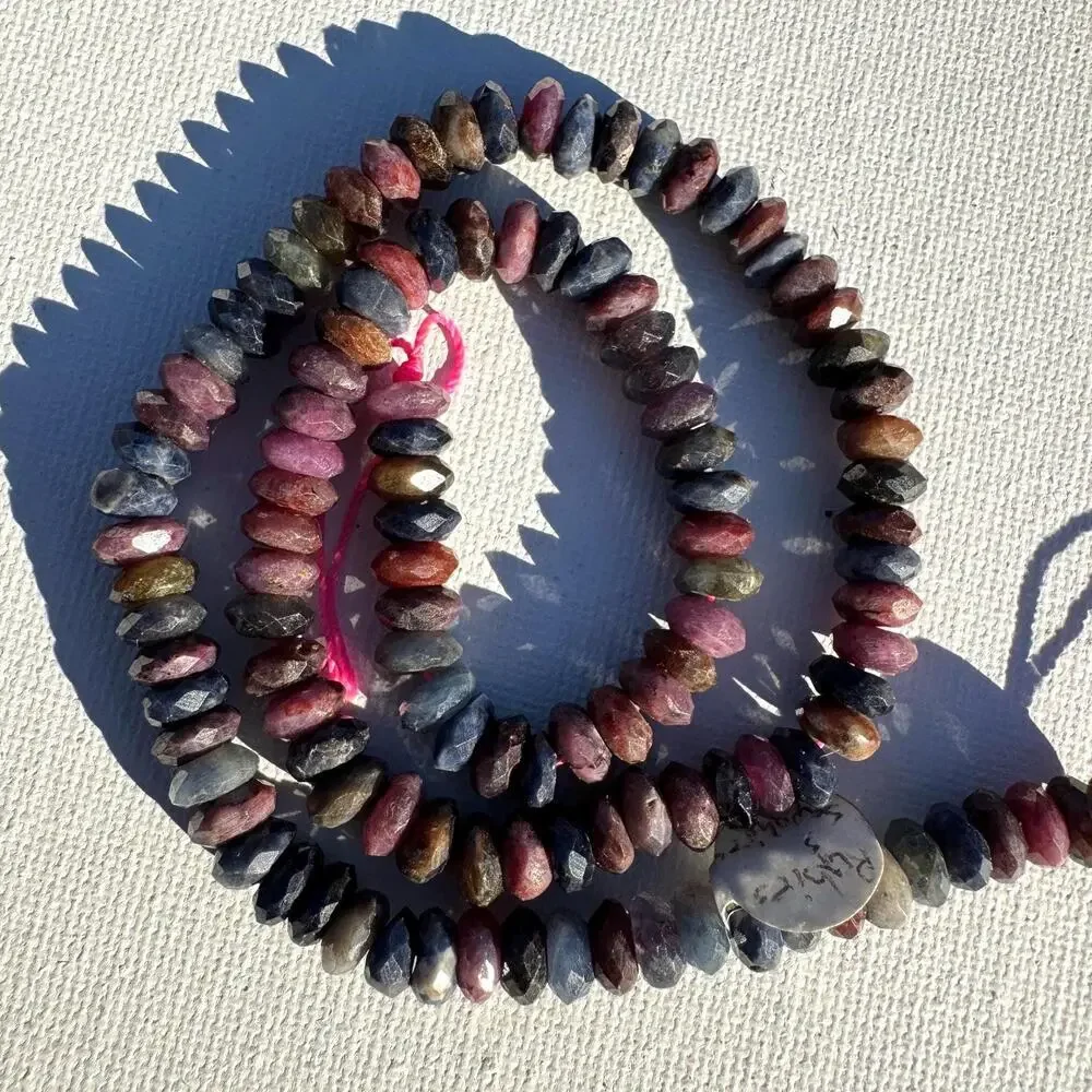 Ruby and Sapphire Bead Strands 15.5” 7mm (3 available)